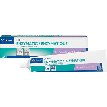 Virbac C.E.T. Enzymatic Toothpaste Eliminates Bad Breath By Removing Plaque And Tartar Buildup Best Pet Dental Care Toothpaste Beef Flavor 2.5 Oz Tube (Color Varies),