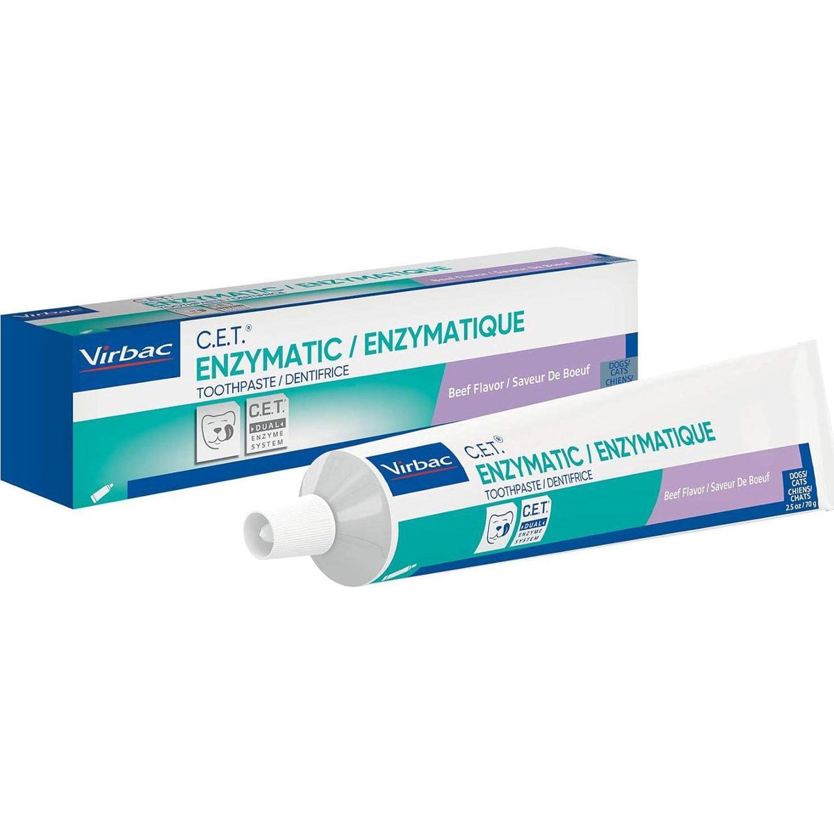Virbac C.E.T. Enzymatic Toothpaste Eliminates Bad Breath By Removing Plaque And Tartar Buildup Best Pet Dental Care Toothpaste Beef Flavor 2.5 Oz Tube (Color Varies),