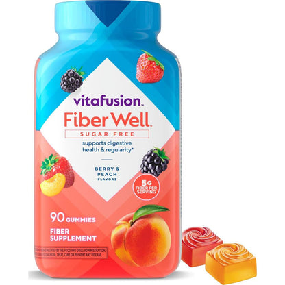 Vitafusion Vitafusion Fiber Well Sugar Free Fiber Supplement, Peach, Strawberry And Blackberry Flavored Supplements, 90 Count