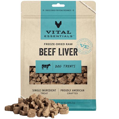 Vital Essentials Freeze-Dried Beef Liver Dog Treats, 15 oz, Single-Ingredient, High-Protein, Grain-Free