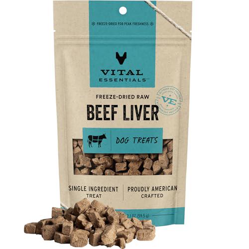 Vital Essentials Freeze-Dried Beef Liver Dog Treats, 2.1 oz, Single Ingredient, High Protein, Grain-Free