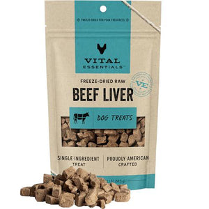 Vital Essentials Freeze-Dried Beef Liver Dog Treats, 2.1 oz, Single Ingredient, High Protein, Grain-Free