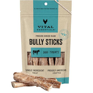 Vital Essentials Freeze Dried Bully Sticks for Dogs 1.4 oz Grain Free Single Ingredient Protein Treat
