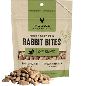 Vital Essentials Rabbit Bites Cat Treats 0.9 oz Freeze Dried Raw Grain Free Single Protein