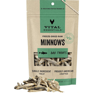 Vital Essentials Minnows Dog Treats 1 oz Freeze Dried Raw Single Ingredient High Protein Training Snack