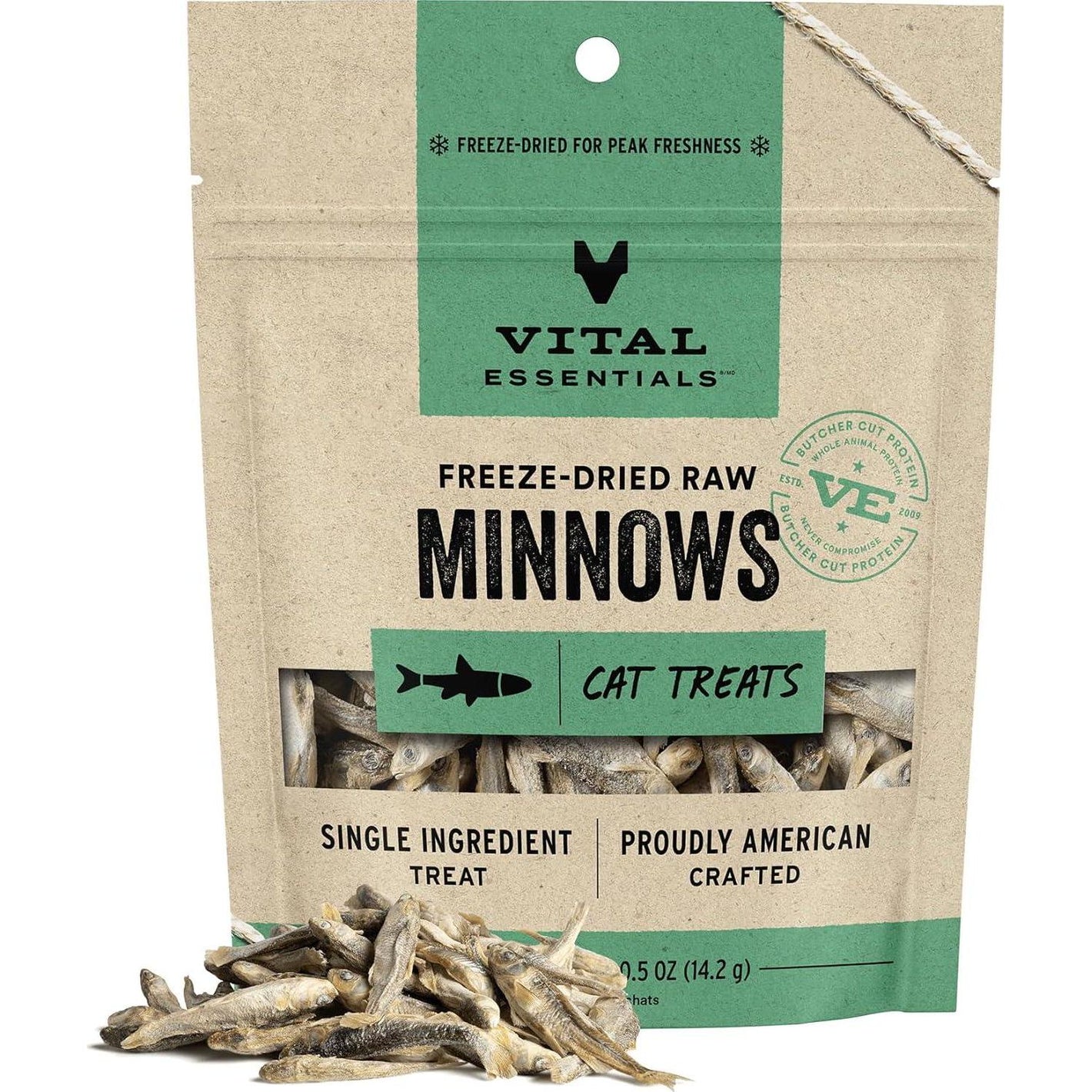 Vital Essentials Freeze Dried Cat Treats Single Ingredient Minnows 0.5 oz Grain Free