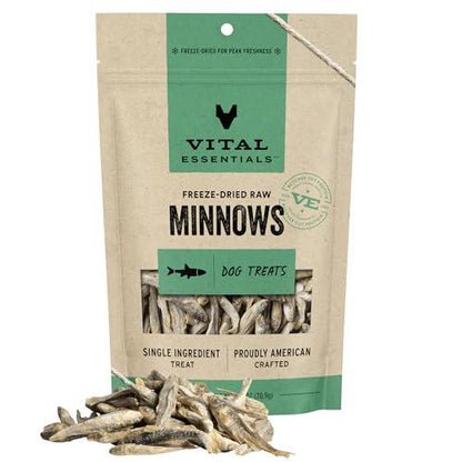 Vital Essentials Freeze Dried Minnows Dog Treats 2.5 oz High Protein Single Ingredient Grain Free