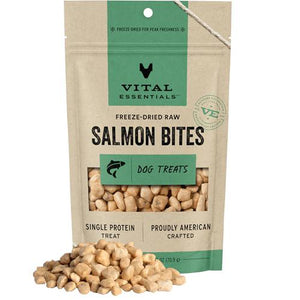 Vital Essentials Salmon Bites Dog Treats, 2.5 oz, Freeze-Dried Raw, High Protein Training Snacks