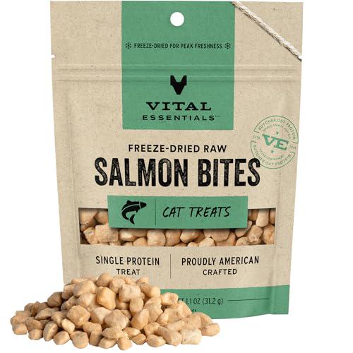 Vital Essentials Salmon Bites Cat Treats 1.1 oz Freeze Dried Raw Single Protein Grain Free Cat Snack