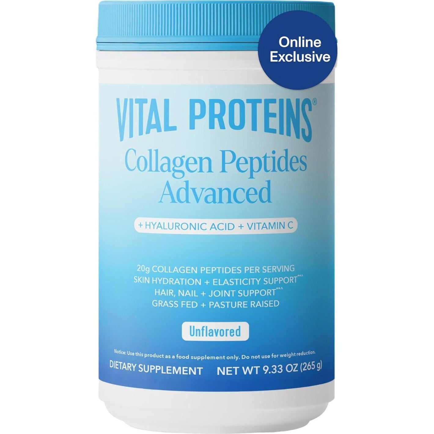 Vital Proteins Vital Proteins Collagen Peptides Powder Advanced With Hyaluronic Acid And Vitamin C, Collagen Supplements, Unflavored, 13 Servings