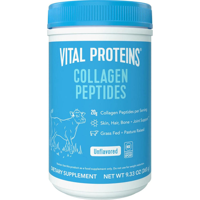Vital Proteins Grass-Fed Collagen Peptides Powder, Unflavored, 9.33 oz, Supports Hair, Skin, Nails, Joints