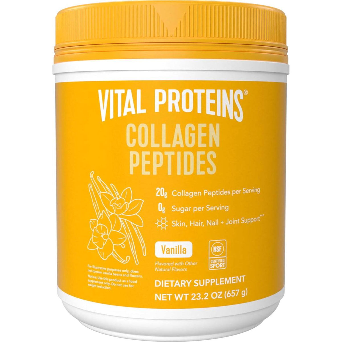 Vital Proteins Grass Fed Collagen Peptides Powder, Helps Support Healthy Hair, Skin, Nails, Bones And Joints - Hydrolyzed Collagen - Vanilla 23.2 Oz,