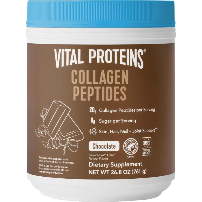 Vital Proteins Grass-Fed Collagen Powder, Type I & III, for Skin, Hair, Nails, Joint Support, Hydrolyzed Collagen, 27g per Serving, Chocolate Flavor