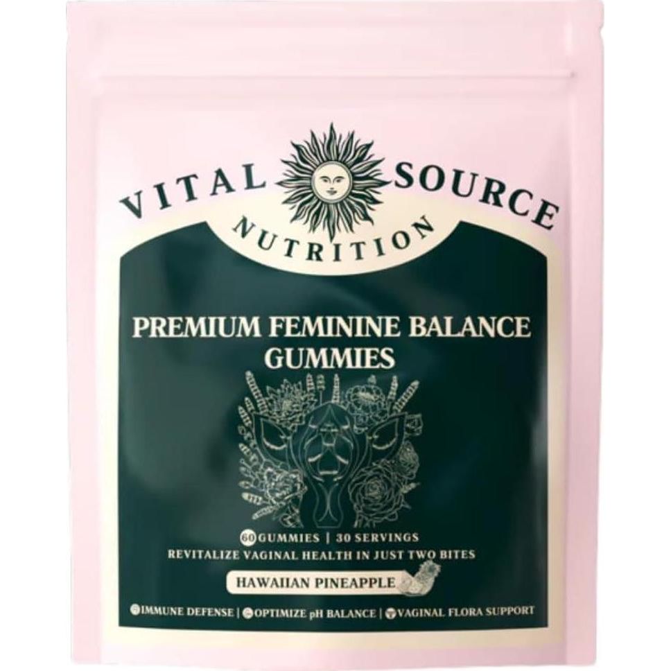 Vital Source Nutrition Vital Source Nutrition - Premium Feminine Balance Gummies - For Women S Health And Wellness - Immune Support - Vegan, Gluten-Free - Hawaiian Pineapple - 60 Gummies - 30 Servings