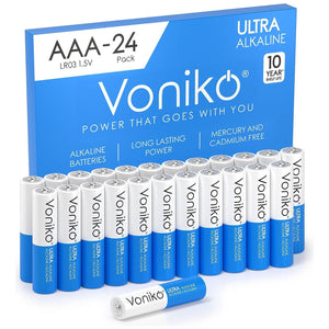 Voniko Premium Grade AAA Batteries, 24 Pack, Alkaline Triple-A, Ultra Long-Lasting, Leakproof, 15V Batteries, 10-Year Shelf Life