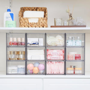 Vtopmart Vtopmart 2 Pack Clear Stackable Storage Drawers, 4.4'' Tall Acrylic Bathroom Makeup Organizer,Plastic Storage Bins For Vanity, Undersink, Kitchen Cabinets, Pantry, Home Organization