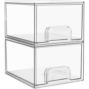 Vtopmart Vtopmart 2 Pack Clear Stackable Storage Drawers, 4.4'' Tall Acrylic Bathroom Makeup Organizer,Plastic Storage Bins For Vanity, Undersink, Kitchen Cabinets, Pantry, Home Organization