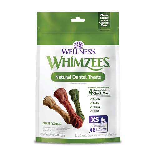 WHIMZEES Brushzees Dog Dental Chews, Natural Treats, XS Size, 48 Ct, Daily Oral Care