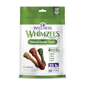WHIMZEES Brushzees Dog Dental Chews, Natural Treats, XS Size, 48 Ct, Daily Oral Care