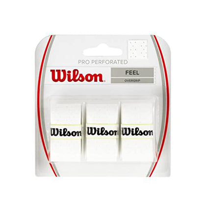 Wilson Pro Tennis Overgrip, 1 Pack, White, Perforated Grip Tape for Racquets, Comfortable & Absorbent Feel