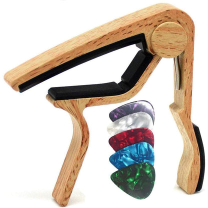 WINGO Guitar Capo For Acoustic And Electric Guitar With 5 Picks, Burlywood,