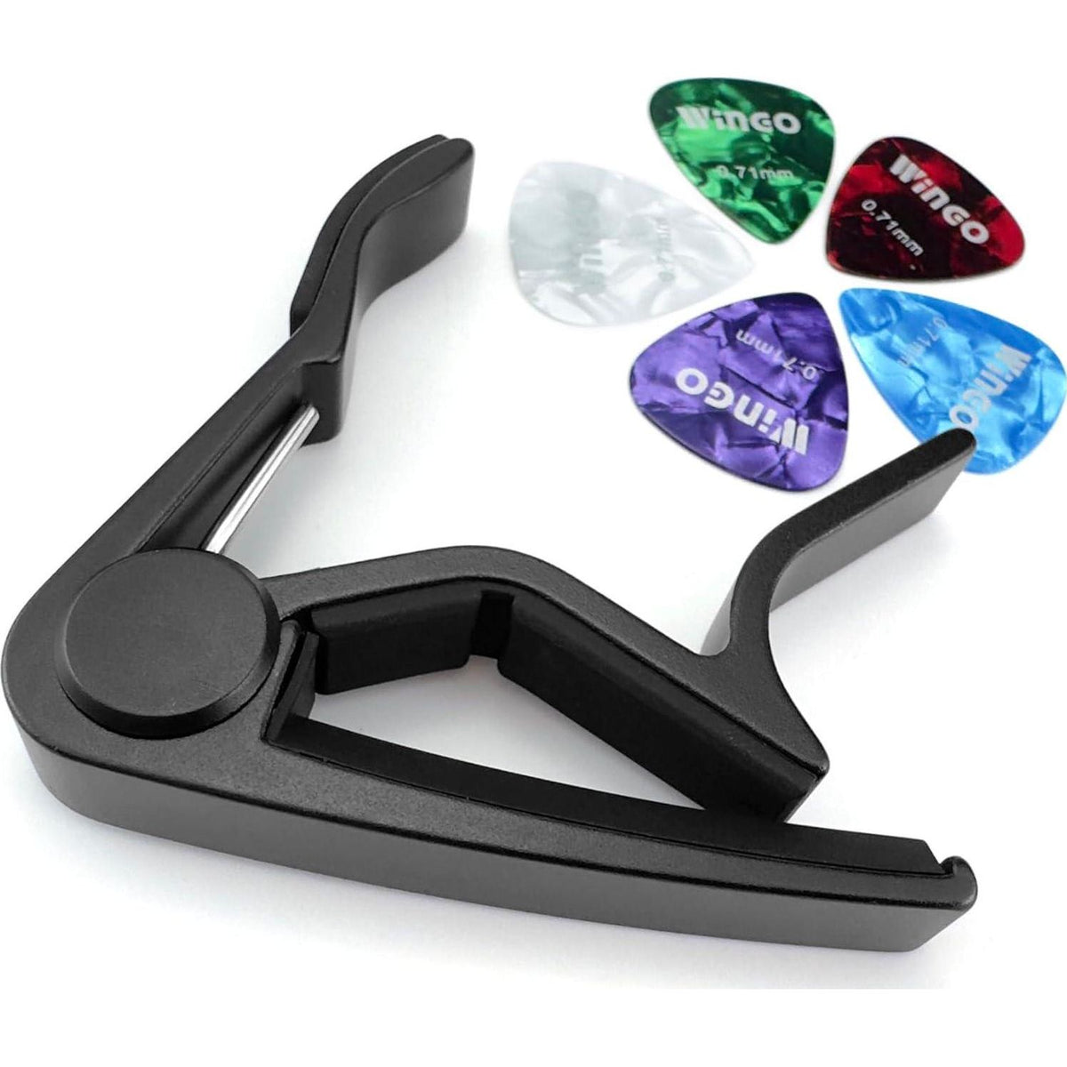 WINGO Guitar Capo For Acoustic And Electric Guitars With 5 Picks For Free, Black.,