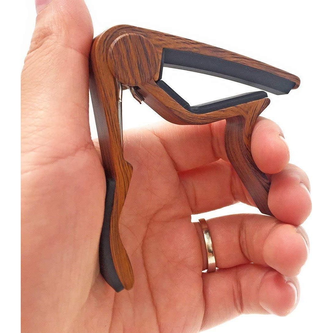WINGO Guitar Capo For Acoustic And Electric Guitars - Rosewood Color With 5 Picks,