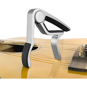 WINGO Guitar Capo For 6 String Steel Acoustic And Electric Guitars With 5 Picks For Free,Silver,