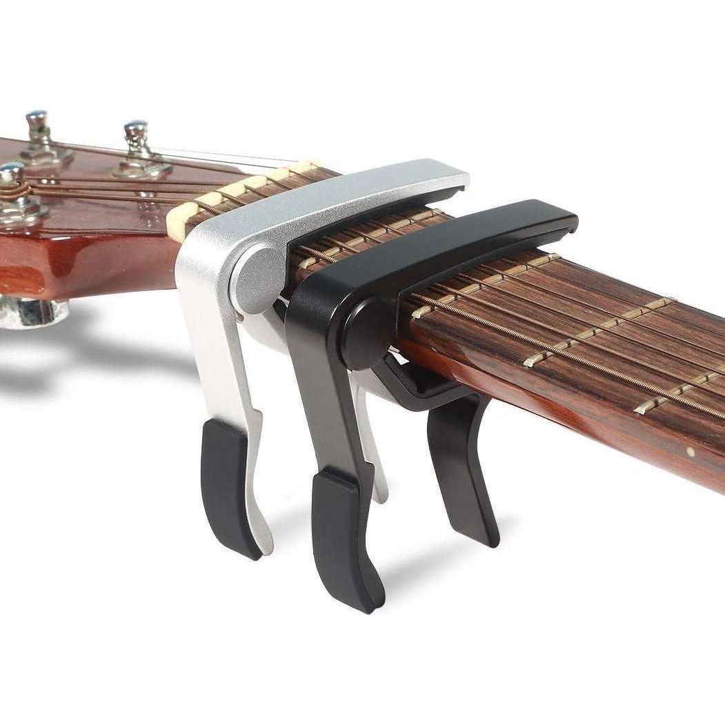 WINGO Guitar Capo For 6 String Steel Acoustic And Electric Guitars With 5 Picks For Free,Silver,