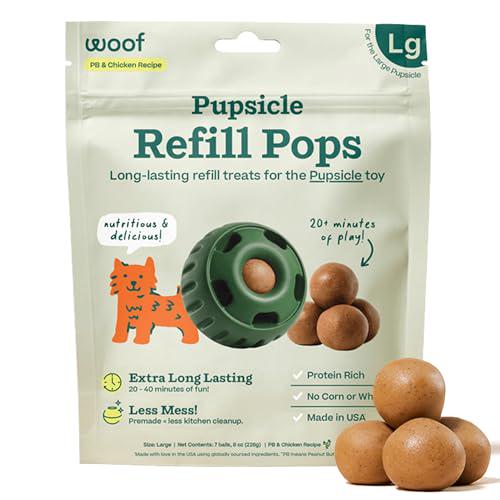 Woof Pupsicle Dog Treat Refills, Chicken Flavor, 7 Count, Long Lasting, Low Mess Pops for Large Dogs