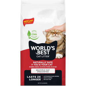 World's Best Cat Litter 15 lb Unscented Multi Cat Flushable Natural Quick Clumping 99 Dust Free