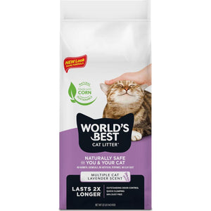 World's Best Cat Litter Multiple Cat, 32 lbs, Lavender Scented, Natural, Clumping, Flushable, Dust-Free