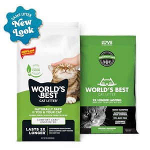 World's Best Cat Litter Comfort Care Cat Litter 32 lb Unscented Clumping Litter Natural Flushable Formula Dust Free Odor Control