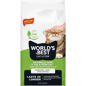 World's Best Cat Litter Comfort Care Unscented 15 lb Natural Flushable Dust Free Long Lasting Odor Control