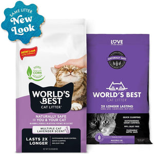 World's Best Cat Litter Multiple Cat, 32 lbs, Lavender Scented, Natural, Clumping, Flushable, Dust-Free