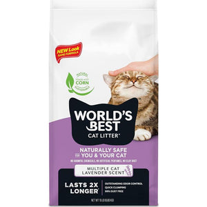 World's Best Cat Litter, Lavender Scented, 15 lb, Natural, Flushable, Dust-Free, Multi-Cat Use