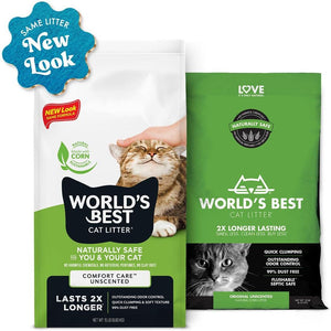 World's Best Cat Litter Comfort Care Unscented 15 lb Natural Flushable Dust Free Long Lasting Odor Control