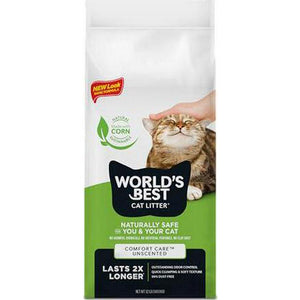 World's Best Cat Litter Comfort Care Cat Litter 32 lb Unscented Clumping Litter Natural Flushable Formula Dust Free Odor Control