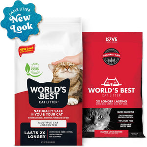 World's Best Cat Litter 15 lb Unscented Multi Cat Flushable Natural Quick Clumping 99 Dust Free
