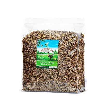 WormsKing Dried Black Soldier Fly Larvae, 5 lb, Calcium-Rich Poultry Treats, Chicken Feed Supplement