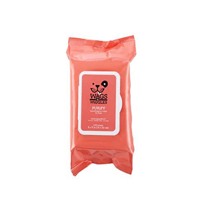 Wags and Wiggles Purify Wipes for Dogs 100 Count Grapefruit Scent Cleansing and Conditioning Wipes