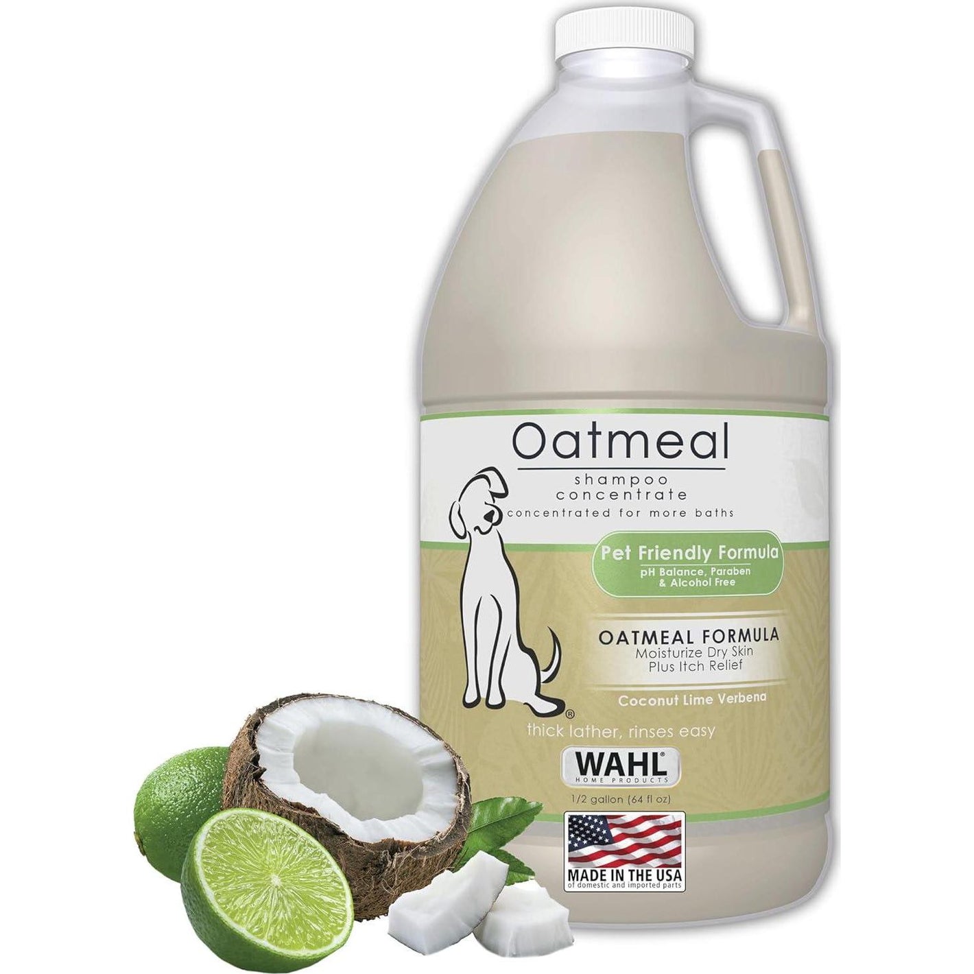 Wahl USA Oatmeal Dog Shampoo for Dry Skin, 64 oz, Coconut Lime Verbena Scent, Itch Relief Formula