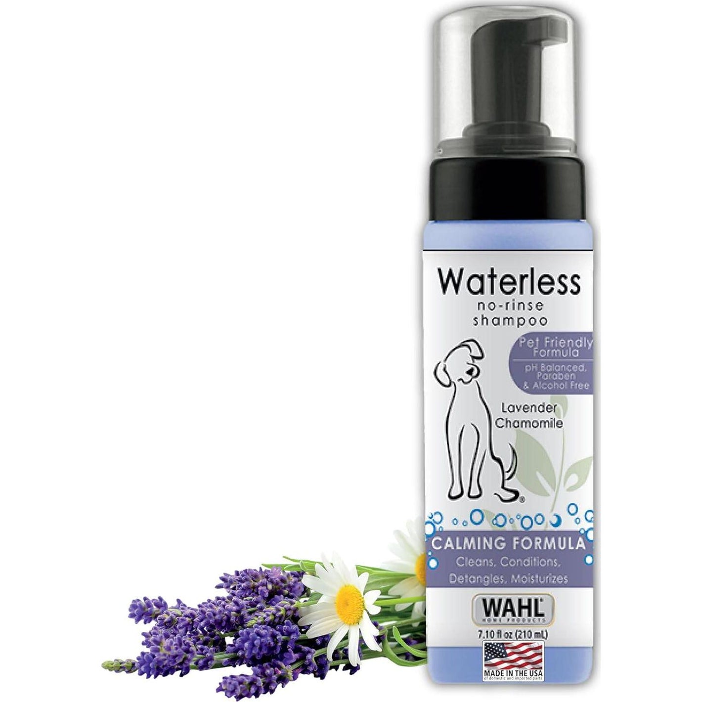 Wahl Pet Friendly Waterless Shampoo for Dogs and Cats Lavender Chamomile 7.1 oz No Rinse