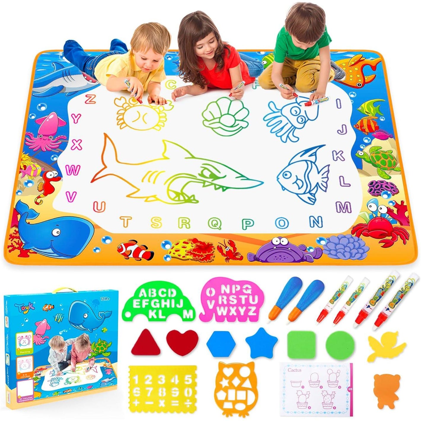 Water Doodle Mat for Kids Drawing and Painting Set Magic Pen Educational Toy for Toddlers Age 2 to 7 Years Old