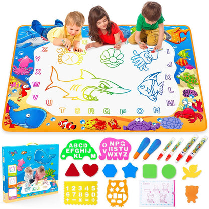 Water Doodle Mat for Kids Drawing and Painting Set Magic Pen Educational Toy for Toddlers Age 2 to 7 Years Old