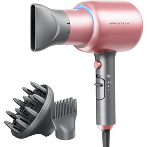 wavytalk Wavytalk Hair Dryer, Blown Away Ionic Hair Dryer For Curly Hair With Diffuser, 1875W Fast Drying Blow Dryer With Ceramic Technology, 3 Attachments For All Hair Types, Light And Quiet, Rose Gold