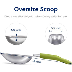 WePet Aluminum Alloy Cat Litter Scoop – Durable, Heavy Duty Metal Sifter with Long Handle, Deep Shovel for Easy Poop Sifting, Perfect for Litter Box Use