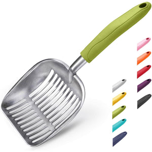 WePet Aluminum Alloy Cat Litter Scoop – Durable, Heavy Duty Metal Sifter with Long Handle, Deep Shovel for Easy Poop Sifting, Perfect for Litter Box Use