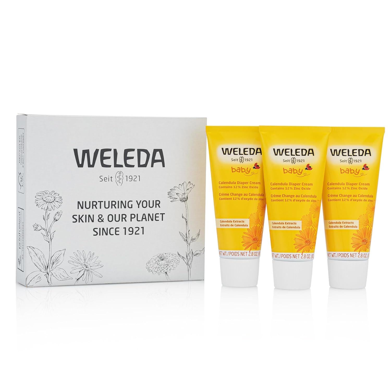Weleda Baby Calendula Diaper Cream, 2.8 Fluid Ounce (Pack Of 3), Plant Rich Protection With Calendula, Chamomile, Sweet Almond Oil, Lanolin And Zinc Oxide,