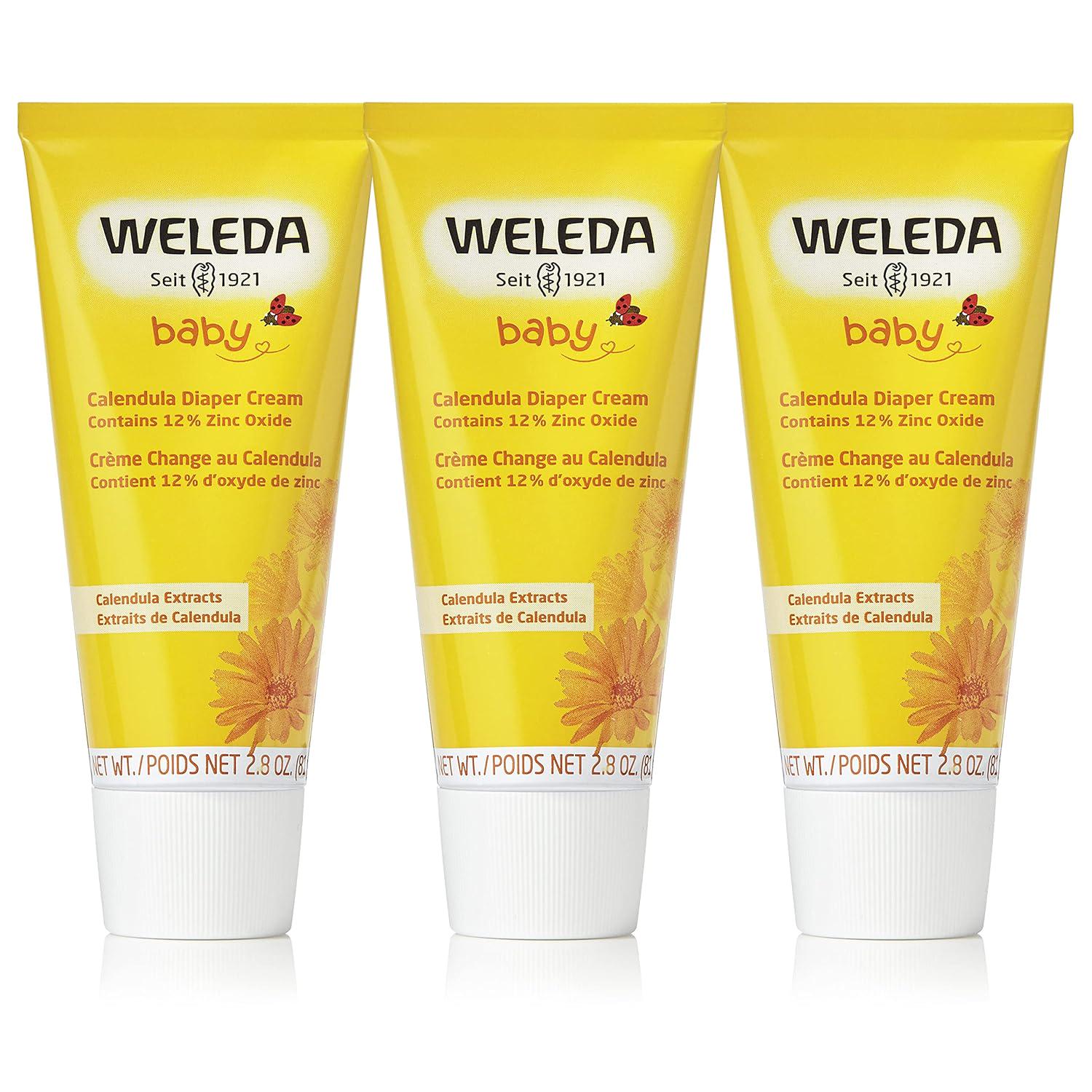 Weleda Baby Calendula Diaper Cream, 2.8 Fluid Ounce (Pack Of 3), Plant Rich Protection With Calendula, Chamomile, Sweet Almond Oil, Lanolin And Zinc Oxide,